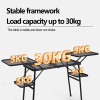 Table de camping pliable en aluminium portable à deux niveaux de réglage de hauteur avec deux ailes latérales pliables
