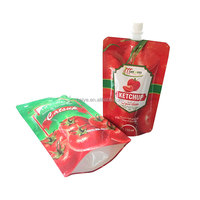Pochette Doypack alimentaire avec bec verseur, impression héliogravure, emballage compressible anti-fuite pour sauce chili et ketchup tomate