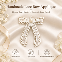 Applique en dentelle blanche avec nœud, perles et paillettes, patch brodé fait main pour cheveux, chaussures, chapeaux, sacs, mariages et projets DIY