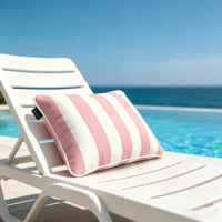Coussin de piscine gonflable FLOAT MASTER avec housse en tissu rayé, imperméable, pour la plage et l'extérieur