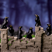 Wholesale Miniature Crows Decor Figures Black Raven Figurine Mini Resin Animals for Holiday Scene Micro Landscape Spooky Party