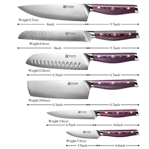 Juego de Cuchillos de Cocina Profesionales <span class=keywords><strong>Royalty</strong></span> <span class=keywords><strong>Line</strong></span> de 6 Piezas, 8\", 7\", 5\", 3.5\", Damasco, AUS 10, Juego de Cuchillos Japoneses - Product Image 2