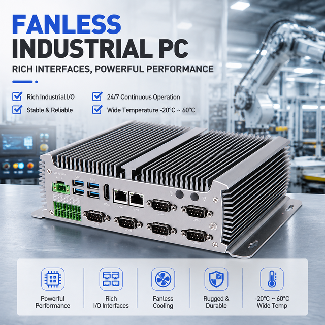Industrial Imbuilt PC GPIO 2 Lan 6 COM 6th 7th Generation Core I3 I5 I7 DDR4 Fanless Mini Pc for Intelligent Transportation