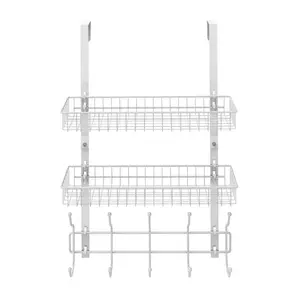 Cesta de malla colgante para cocina y baño, estante de Metal de 3 niveles para almacenamiento de especias