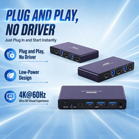 Commutateur KVM HDMI Plug and Play 2 ports pour 2 ordinateurs, partage 1 moniteur et clavier souris avec contrôleur filaire, 4K 60Hz