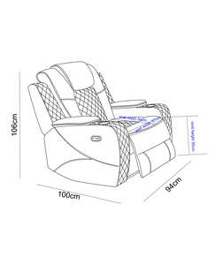 Fauteuil inclinable de luxe traditionnel en cuir noir pour <span class=keywords><strong>cinéma</strong></span> maison, avec éclairage LED, porte-gobelet et rangement, à coutures diamantées - Product Image 6