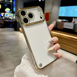 ultra Thin Hard Pc Electroplated Phone Cases for iphone 17 Frameless Tpu Bumper with <b>Glass</b> Lens <b>Protector</b> case - Product Image 6