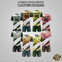 Camiseta de Fútbol Personalizada con Nombre de Equipo y Número, 100% Poliéster, Impresión por Transferencia de Calor, Secado Rápido y Transpirable