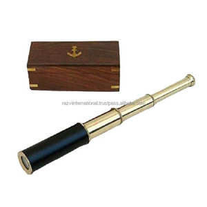 Télescope pliant en laiton avec boîte en bois Dispositif optique en métal élégant Boîte en bois Télescope et jumelles pliantes en métal fermé - Product Image 3
