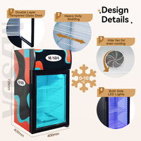 Mini-réfrigérateur de table Meisda SC40B 40L CE ETL, homologué par la marque, refroidissement direct, acier inoxydable