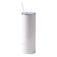Meilleures ventes : Gobelets minces en acier inoxydable vierges blancs pour sublimation DIY, 20oz et 40oz, avec couvercle et paille