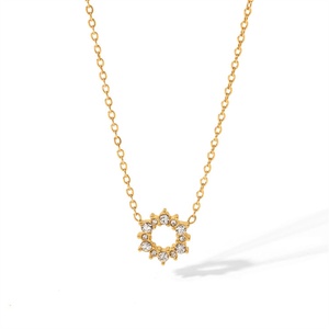 Accesorios de Moda para Mujer, Collares con Colgante Redondo de Cristal Hueco, Chapado en Oro de 18k sobre Acero Inoxidable - Product Image 1
