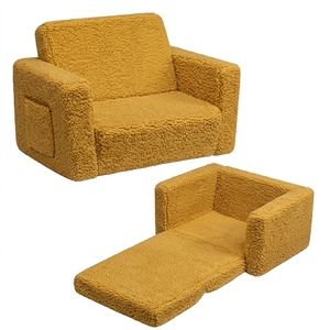 Fauteuil-lit 2-en-1 moderne pour enfants, pliable, en polaire écologique, canapé pour tout-petits, tapis de sieste convertible, chambre à coucher, salon, enfants - Product Image 4
