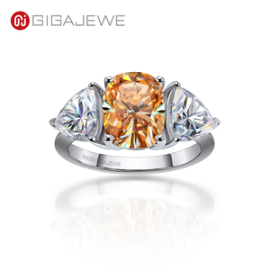 GIGAJEWE 925 Anillo con forma de cojín de plata 6Ct Moissanite con color azul y dorado para pendientes de plata de compromiso o aniversario - Product Image 1