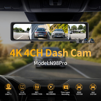 Carlover kamera dasbor 4 lensa, kamera dasbor 4K untuk mobil, kamera dasbor kaca spion WiFi