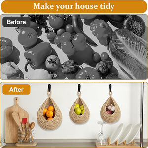 Cesto <span class=keywords><strong>portafrutta</strong></span> e verdura <span class=keywords><strong>vintage</strong></span> da appendere, ecologico, in corda di cotone intrecciata a mano, inodore, disponibile in diverse misure, porta piante - Product Image 4