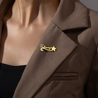 Plaque nominative en acier inoxydable personnalisée en gros, broche vintage avec logo sur mesure