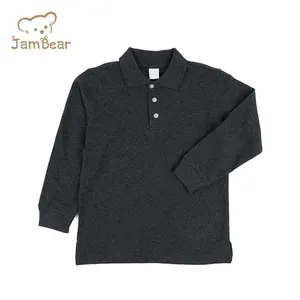 Camisa polo infantil de algodão orgânico para meninos, camisa polo de manga comprida, camiseta polo sustentável para crianças pequenas