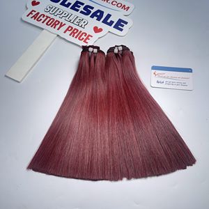 ผมต่อเวียดนามแท้แบบเรียบตรง สีไวน์แดง แบบ Double Weft  1B Thanh an T499 น้ำหนัก 100 กรัม พร้อมส่ง ขายส่ง - Product Image 6