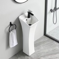 Lavabo sur pied simple nordique, intégré, monobloc, en céramique, pour salle de bain, hôtel, séjour, lavabo