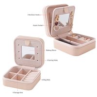 Boîte à bijoux de voyage rose personnalisée avec logo, boîte à bijoux portable, organiseur de bijoux, petite boîte cadeau pour filles et femmes avec miroir