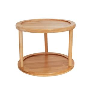 Personnalisé Nouveau Bambou Et Bois Double Couche <span class=keywords><strong>Plateau</strong></span> Tournant Assaisonnement Réservoir Rack Avec Deux Couches De Stockage De Conteneur De Nourriture Bacs En Bambou - Product Image 5