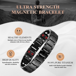 Người đàn ông của tinh khiết màu đen Bangles cho Pain Relief với 4 trong 1 sức khỏe yếu tố đồng từ tùy chỉnh năng lượng Vòng đeo tay - Product Image 2