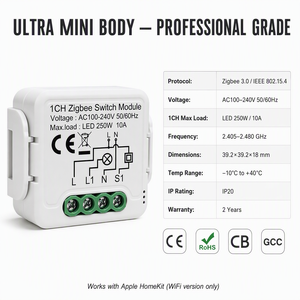 Módulo <span class=keywords><strong>de</strong></span> Interruptor Inteligente WiFi Zigbee Mvava 16A 1-4 Canales Sin Neutro, Compatible con Tuya, <span class=keywords><strong>Apple</strong></span> HomeKit, <span class=keywords><strong>Alexa</strong></span>, Certificado CE, CB, GCC - Product Image 3