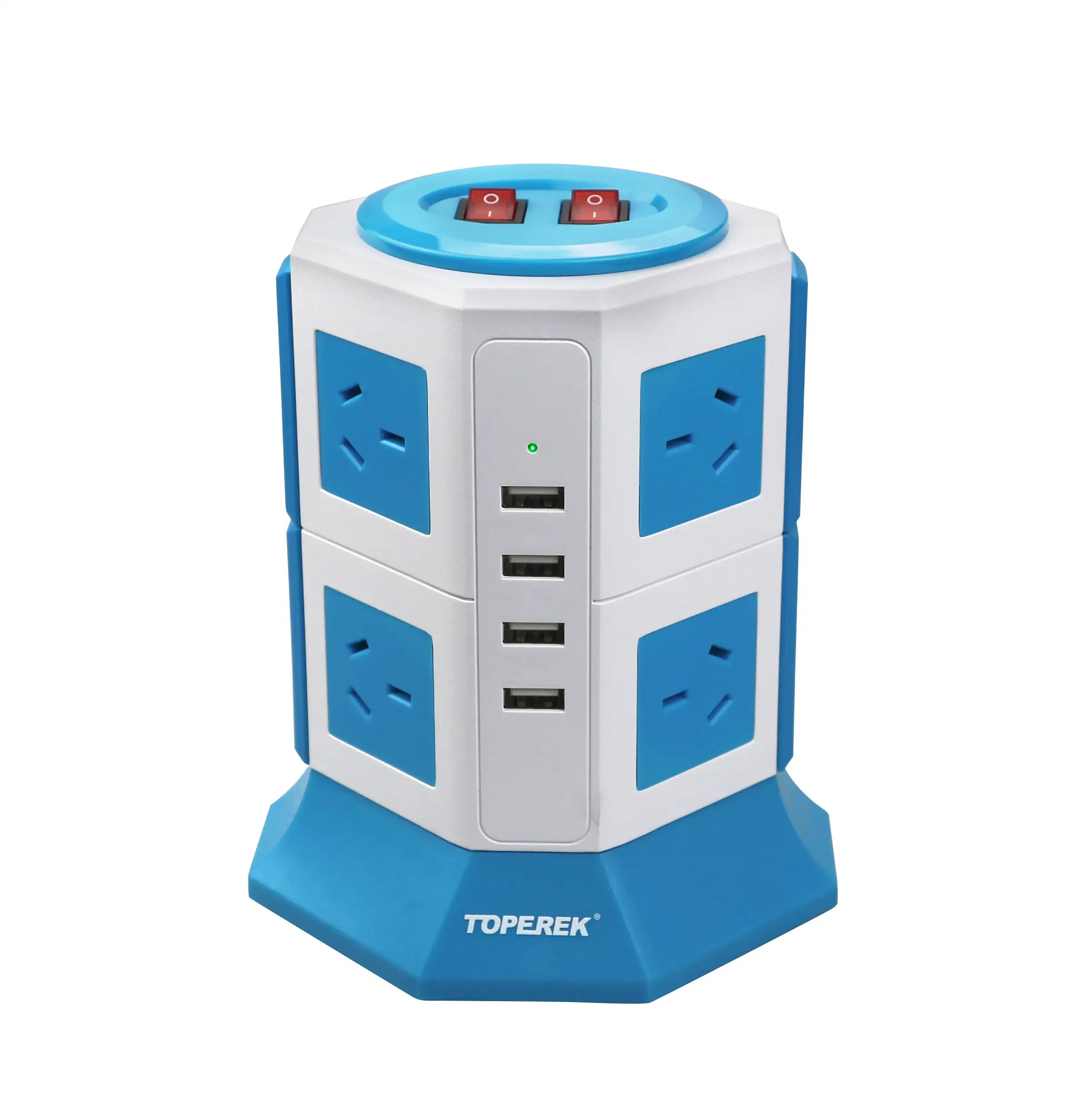 TOPEREK Overload surge protector electric strip 8 outlet AU Plugs and 4 USB power socket