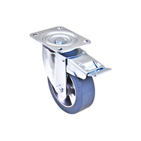 Roue pivotante robuste à double frein en aluminium 150x50, avec roulement à billes double, en caoutchouc élastique gris, silencieuse, de la marque Source Factory Products