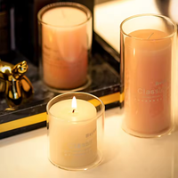 Conteneur en verre pour bougie cylindrique rond et haut de qualité supérieure, durable, avec étiquettes personnalisées pour la décoration de la maison, les mariages et Noël