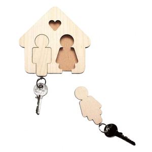 Support mural créatif en bois pour porte-clés de couple, pendentif mural, support DIY pour porte-clés de voiture, cadeau de fête d'anniversaire, bijou - Product Image 3
