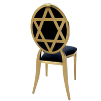 Chaise de mariage de luxe en acier inoxydable doré, dossier décoratif rembourré noir, chaise de banquet pour événements