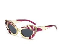 Lunettes de soleil œil-de-chat haut de gamme unisexe UV400 à monture intégrale, recommandées en Europe et en Amérique, pour la photographie de rue Xiaohongshu, échantillon en gros