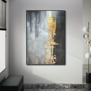 Đen Vàng Kích Thước Lớn Tùy Chỉnh Hiện Đại Tường Nghệ Thuật Trừu Tượng Handmade Trừu Tượng Sơn Dầu Trên Vải Lanh Vải Nghệ Thuật Cho Phòng Khách - Product Image 2