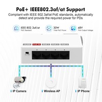 30W Masuk 24W Keluar Repeater PoE Dalam Ruangan Vlan & Extend, 4 Port Gigabit PoE Extender 1 Masuk 3 Keluar-IEEE 802.3af/at