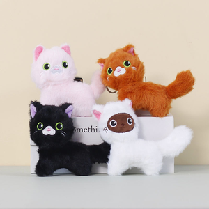 Vente en gros de porte-clés en peluche mignon petit chat, pendentif de dessin animé, chat à tête croquée, porte-clés en peluche, poupée en peluche pour cadeau promotionnel - Product Image 1