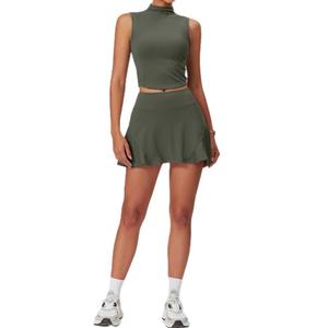 Conjunto Deportivo QZ1206 de Dos Piezas con Top Halter y Espalda Descubierta para Yoga, Cintura Alta, Casual y Versátil para Tenis - Product Image 5