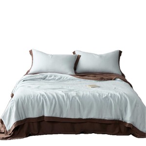 Tencel Summer <b>Quilt</b> Four-Piece Set 60 Count Cooling Home Use Solid Color Two-Tone Design - Product Image 2