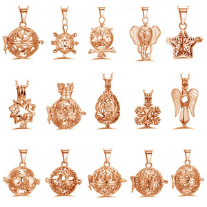 Diffuseur d'huiles essentielles en or rose creux, pendentif en acier inoxydable 316L, cage à perles sphérique ouvrable, accessoire tendance - Product Image 1