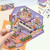 Autocollants décoratifs 3D transparents pour maison, motifs animaux de compagnie et meubles de dessin animé, découpes en relief, pour cahiers et ornements quotidiens
