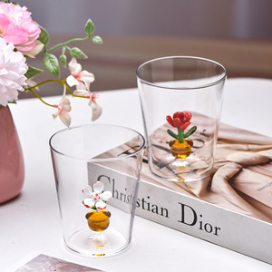 Logo personalizzato fatto a mano alto <span class=keywords><strong>borosilicato</strong></span> trasparente <span class=keywords><strong>vetro</strong></span> creativo tazza di acqua tazze di caffè - Product Image 2
