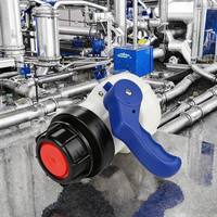 Robinet à bille manuel en plastique robuste Tonjet pour réservoir IBC, adaptateur OEM S60x6 BSP 62mm 75mm pour réservoirs IBC 1000L, produits chimiques, acides, eau