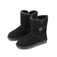 Bottes demi-bottes imperméables à plateforme Bottes de neige à boutons en fourrure Chaussures chaudes pour femmes