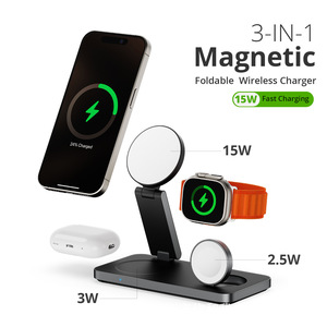 Cargador inalámbrico magnético plegable 3 en 1 inteligente delgado de 15W, estación de carga rápida de escritorio con <span class=keywords><strong>entrada</strong></span> <span class=keywords><strong>tipo</strong></span> <span class=keywords><strong>C</strong></span> <span class=keywords><strong>para</strong></span> <span class=keywords><strong>iPhone</strong></span>, novedad - Product Image 5