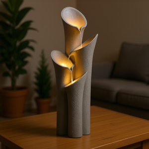 Cascada de mesa para interiores con rocalla de piedra de 33.5 pulgadas, diseño escalonado con luces LED para fuente, modelo D0100HEDD8W - Product Image 2