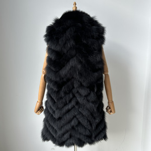Nuovo Gilet in vera pelliccia di volpe giacca elegante Gilet lungo giacca in morbida pelliccia soprabito <span class=keywords><strong>senza</strong></span> <span class=keywords><strong>maniche</strong></span> invernale - Product Image 5