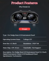 Compteur de vitesse numérique LCD RoadNavi pour Dodge Ram 1500 2013-2019, mise à niveau du tableau de bord de la voiture