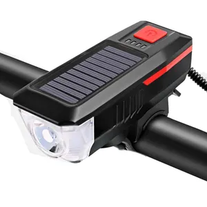 畅销扬声器防水山地自行车骑行USB可充电前车把Led自行车灯，带报警喇叭