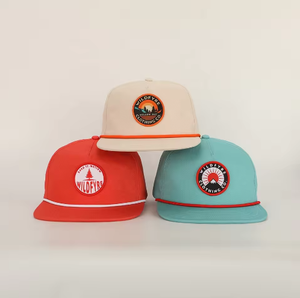 High Quality Wholesale Custom <b>Design</b> Logo 5 Panel Sport Rope Hat,Camo Polyester <b>Flat</b> Brim Gorras,Embroidery Patch Snapback <b>Cap</b> - Product Image 1